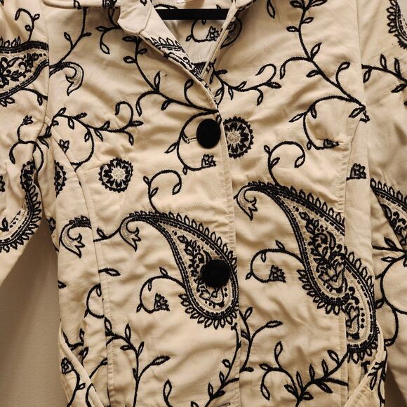VTG 3 Sisters Women's M Embroidered Floral Paisley Tapestry Jacket Pea Coat - Picture 2 of 10